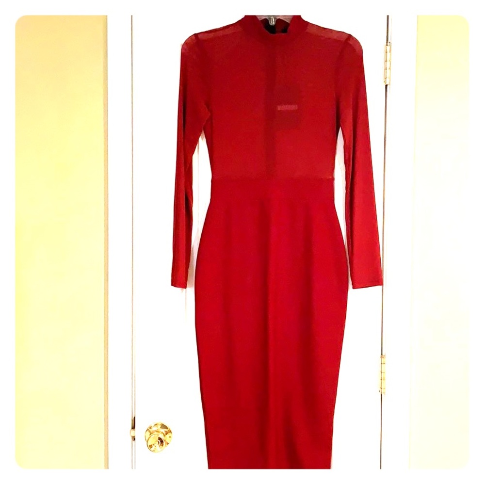 Fitted mock neck dress